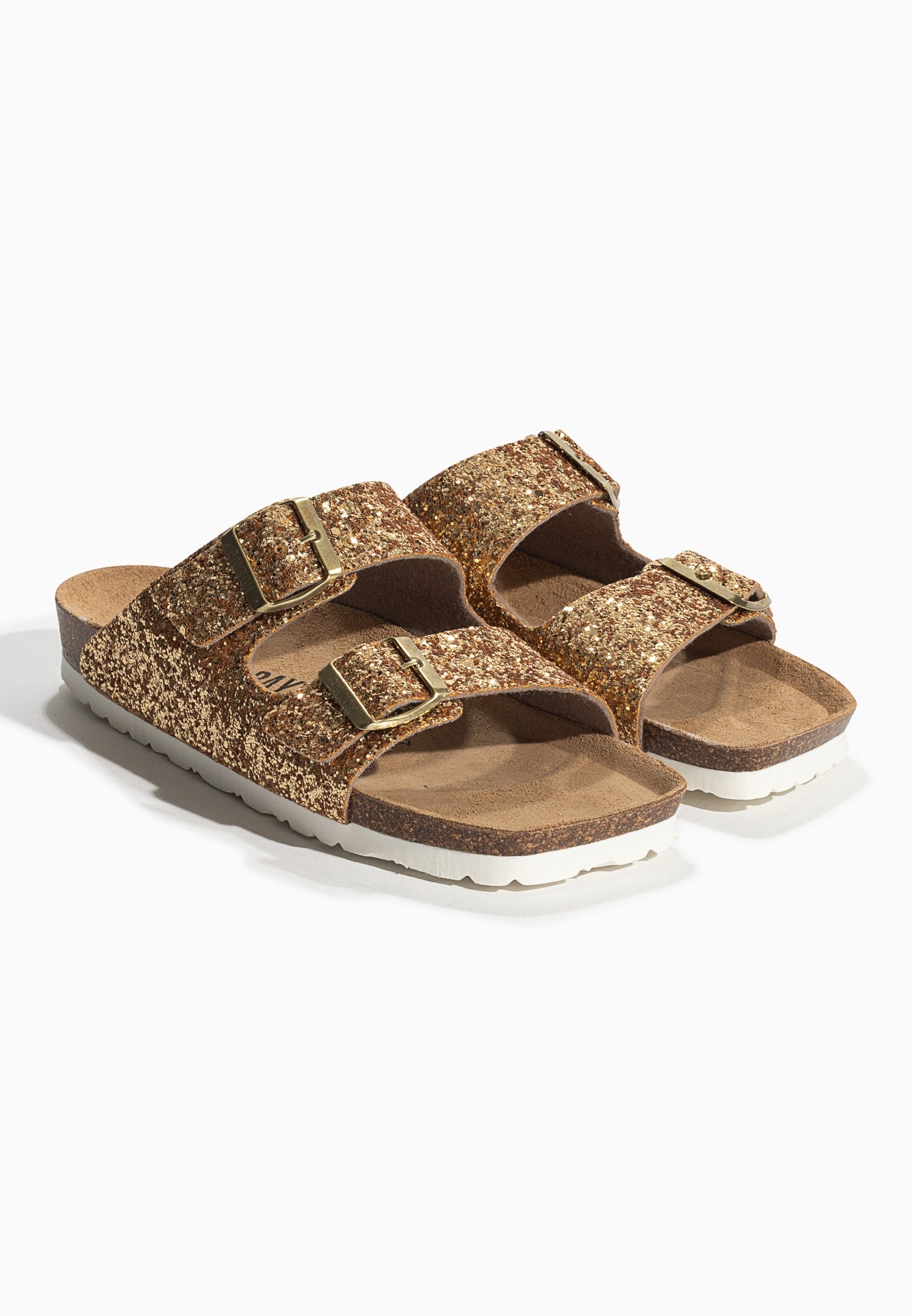 Atlas Gold Glitter 2 Strap Sandals