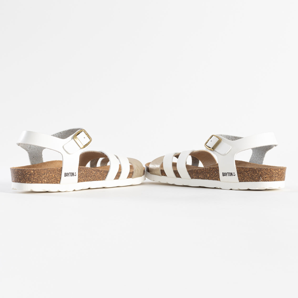 Denia White and Gold Multi-Strap Sandals