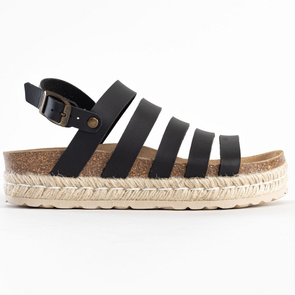 Umbria Black Multi-Strap Platform Sandals