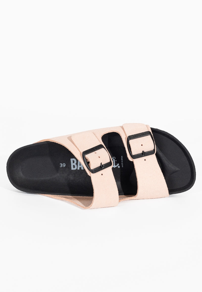 Atlas Nude Suede Leather 2 Strap Sandals