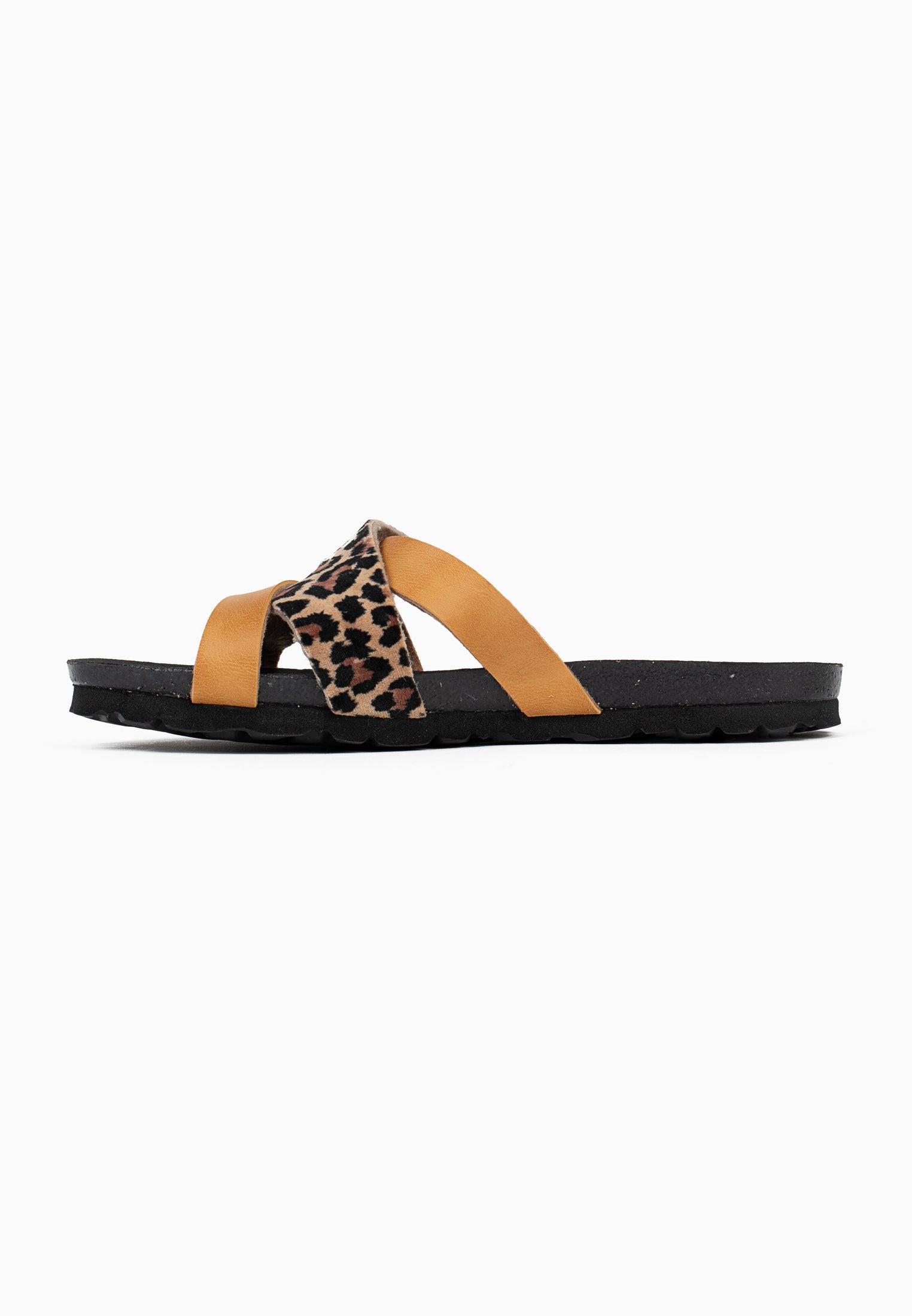 Samoa Leopard and Camel Multi-Strap Sandals