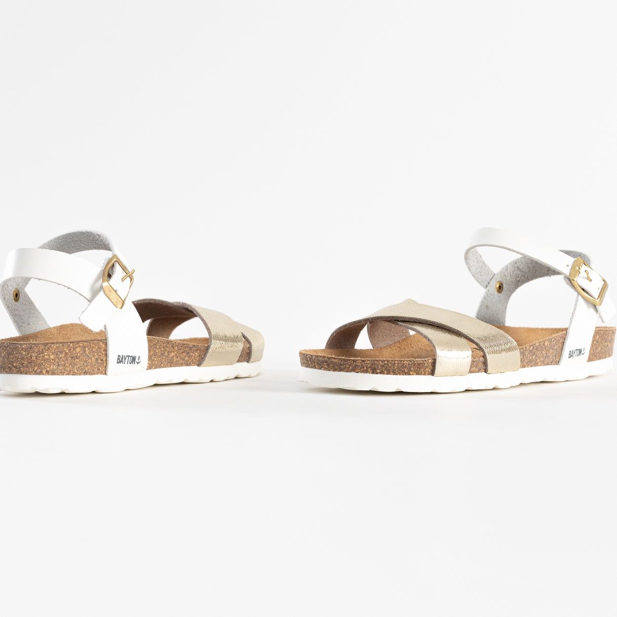 Vallado White and Gold Multi-Strap Sandals