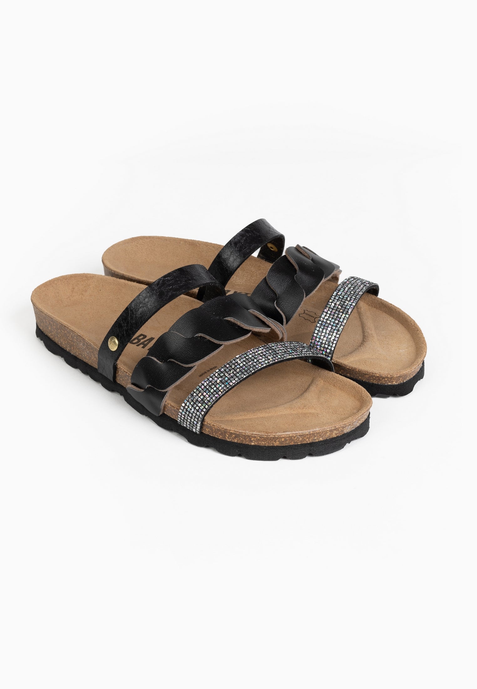 Black and Grey Coral Multi-Strap Sandals