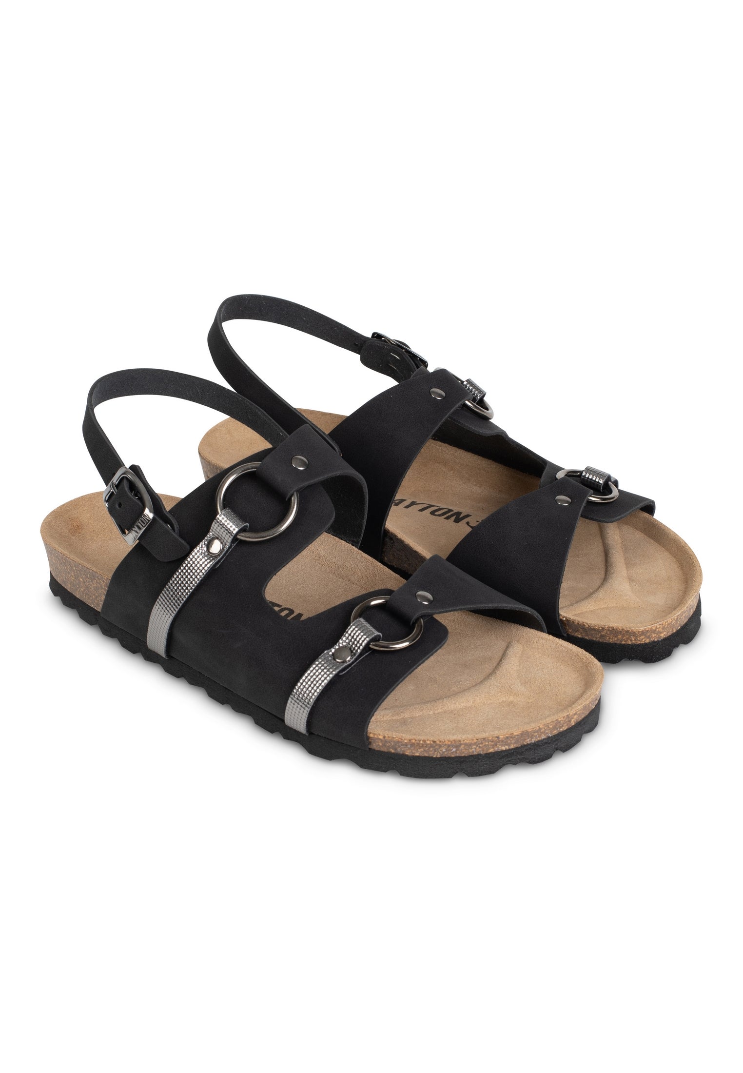 Astral Black and Pewter 2 Strap Sandals