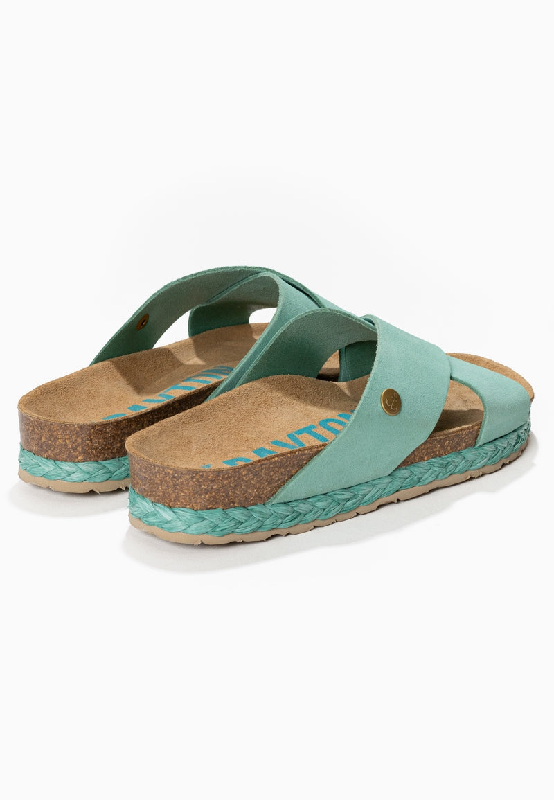 Burgos Turquoise Suede Leather 2 Strap Sandals