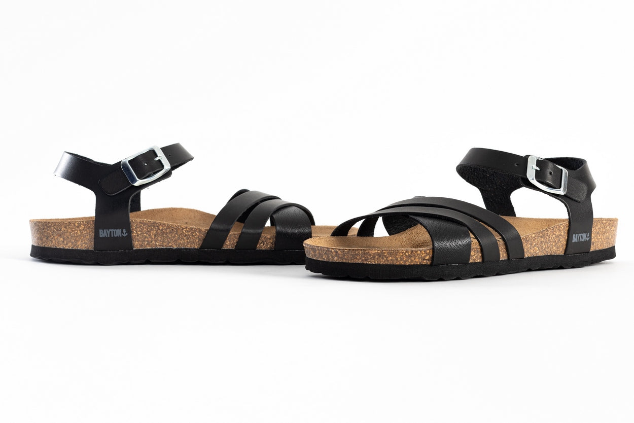 Denia Black Multi-Strap Sandals