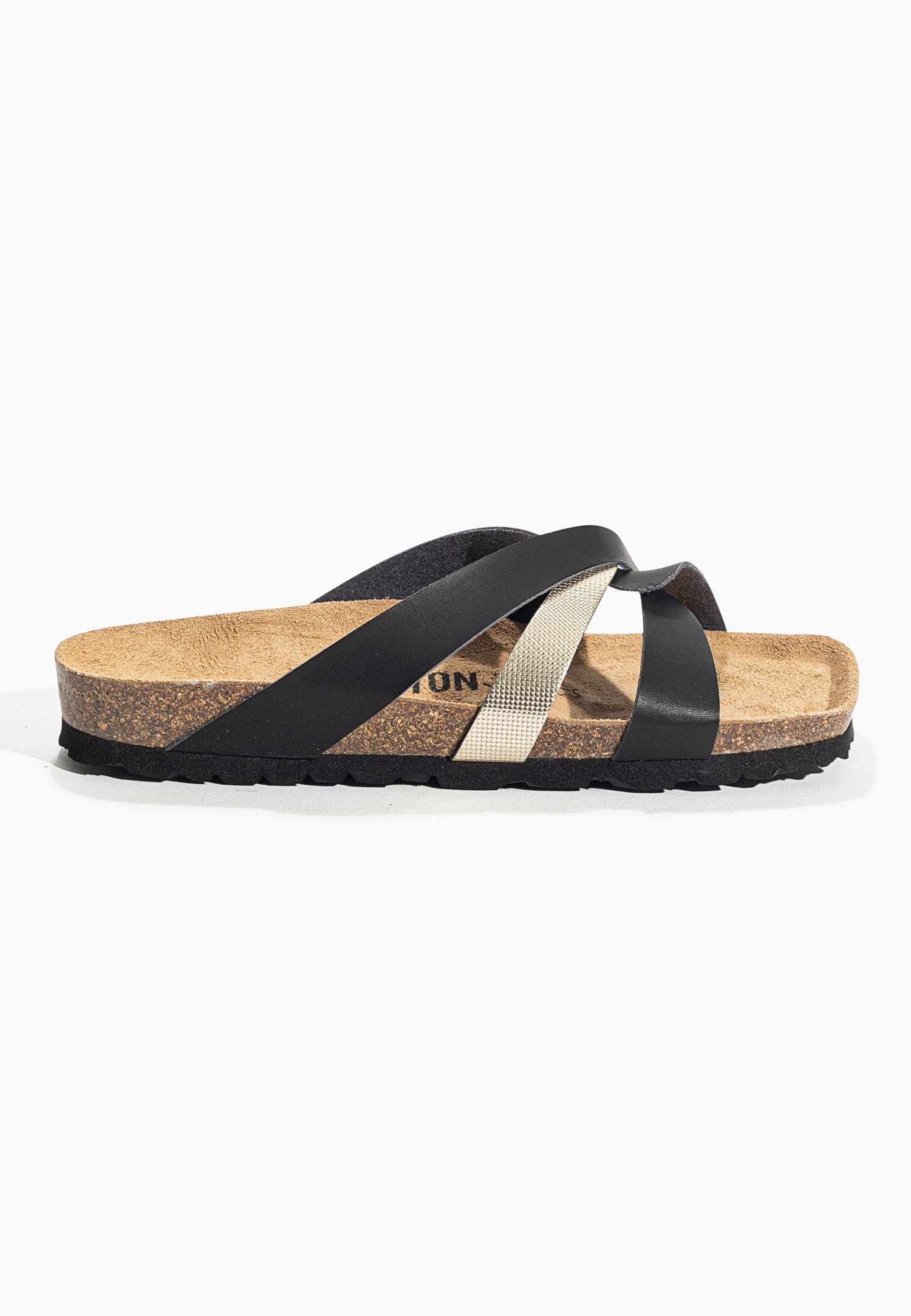 Santander Black and Gold Multi-Strap Sandals