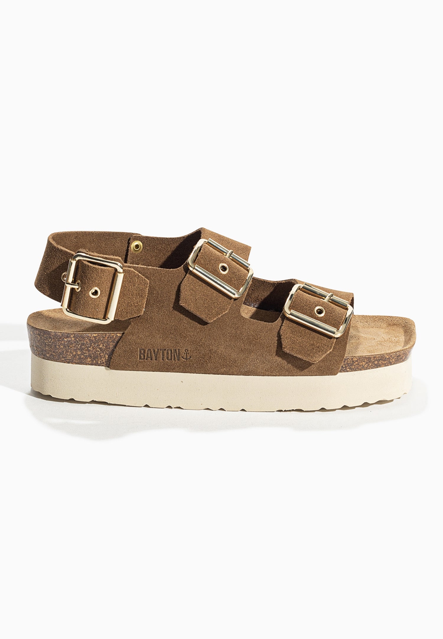 Rosa Camel Platform Sandals in Suede Leather