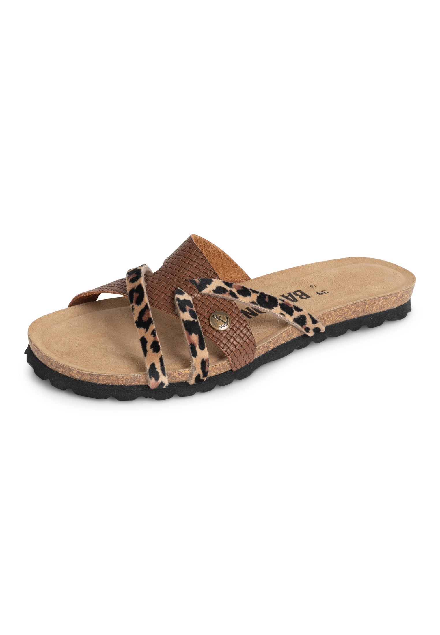 Slimen Brown and Leopard Multi-Strap Sandals