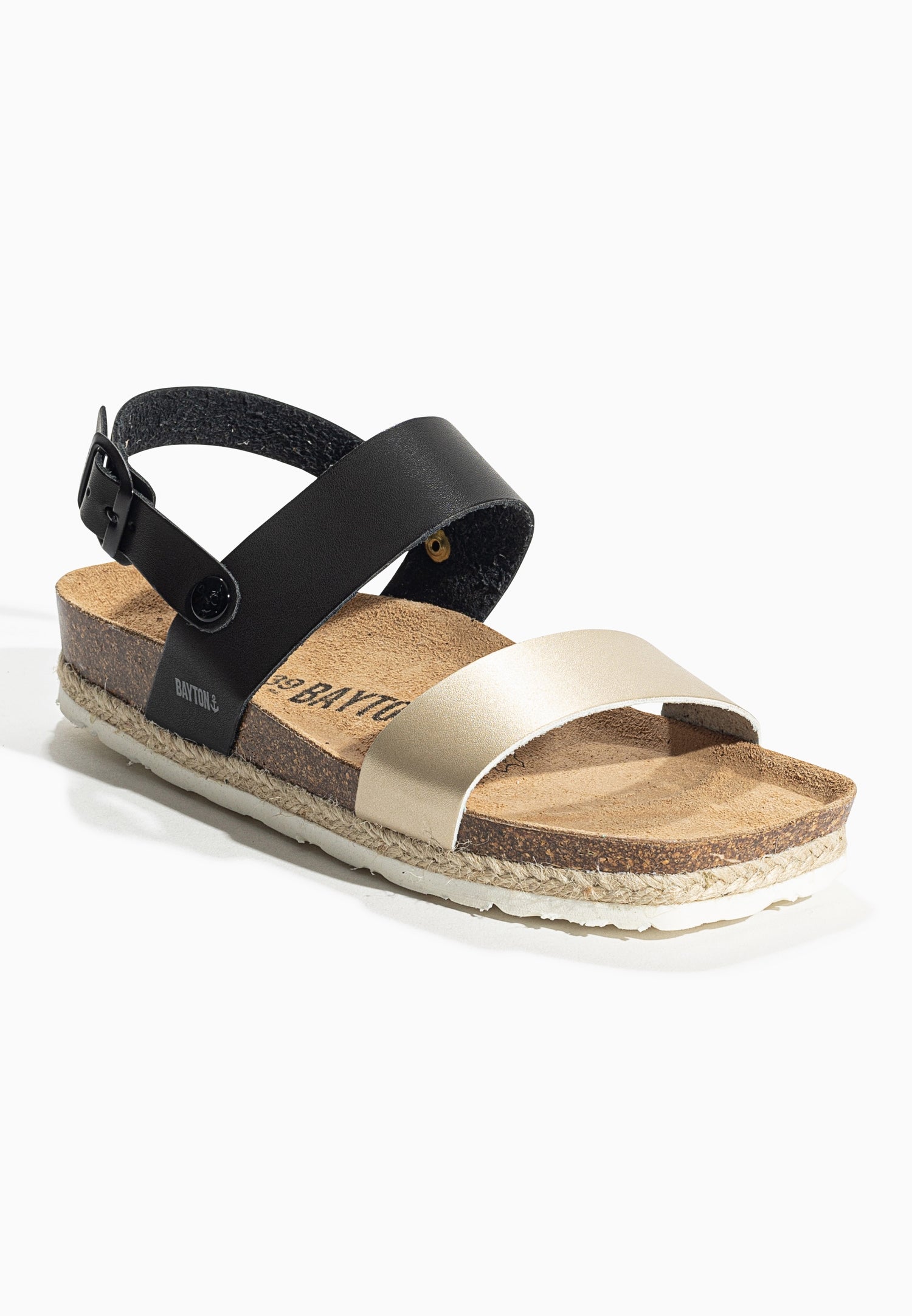 Black and Gold Tone Multi-Strap Sandals