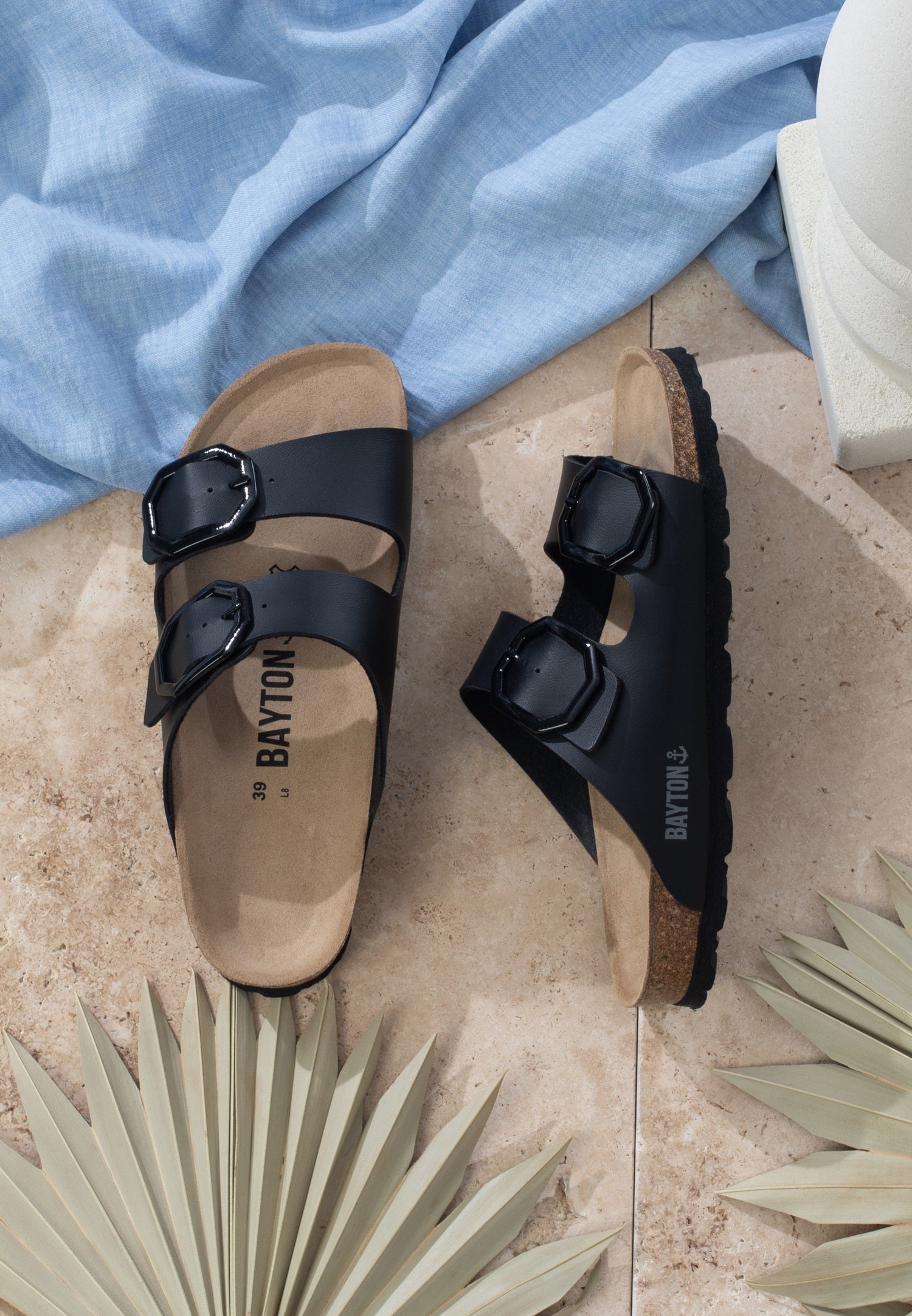 Atlas Black 2 Strap Sandals