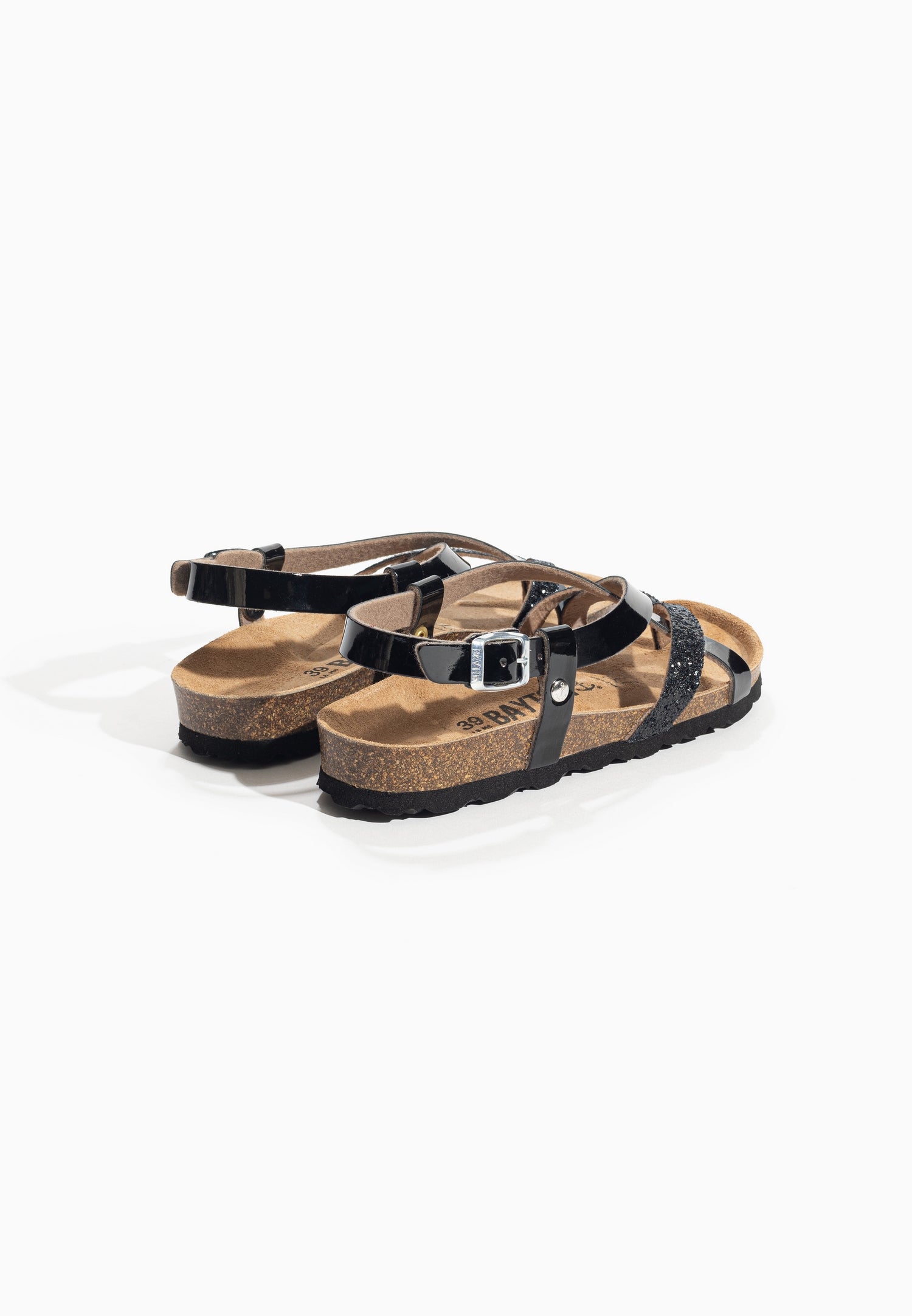 Alambra Black and Glitter Multi-Strap Sandals