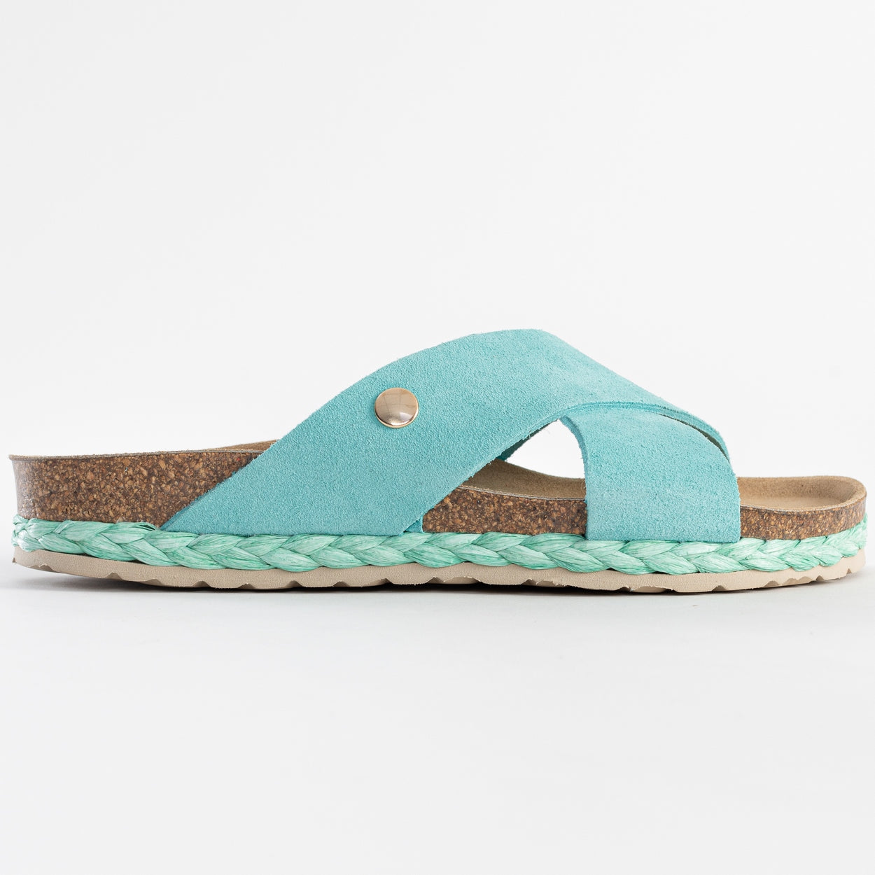 Burgos Sky Blue Suede Leather 2 Strap Sandals