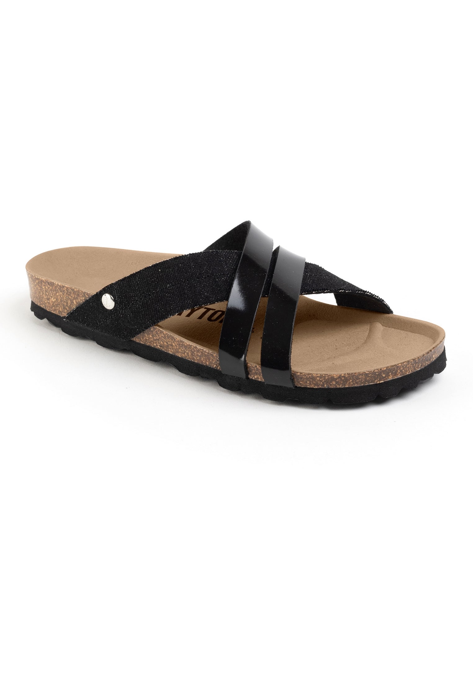 Martigues Black Denim Multi-Strap Sandals