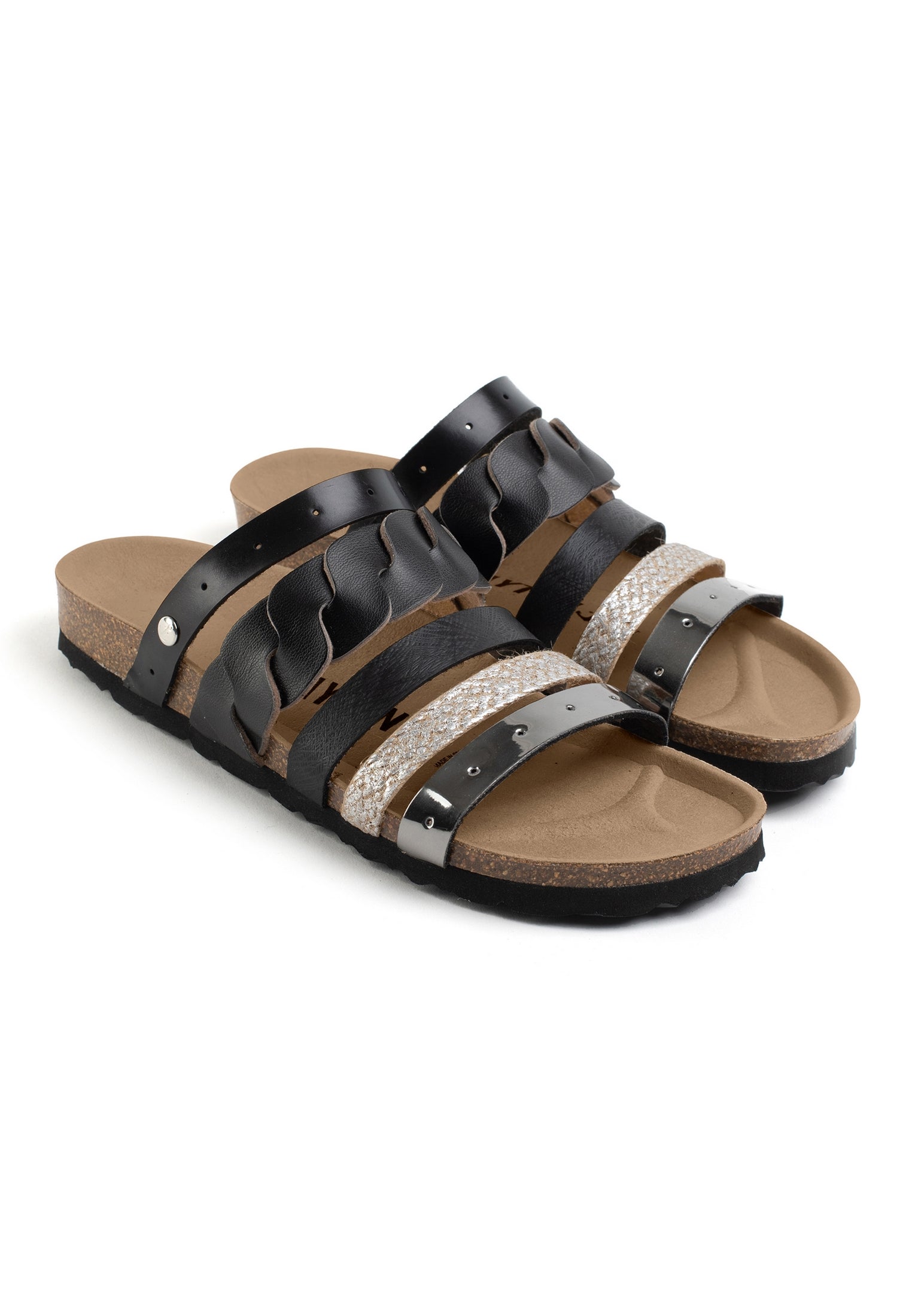 Black Crystal Multi-Strap Sandals