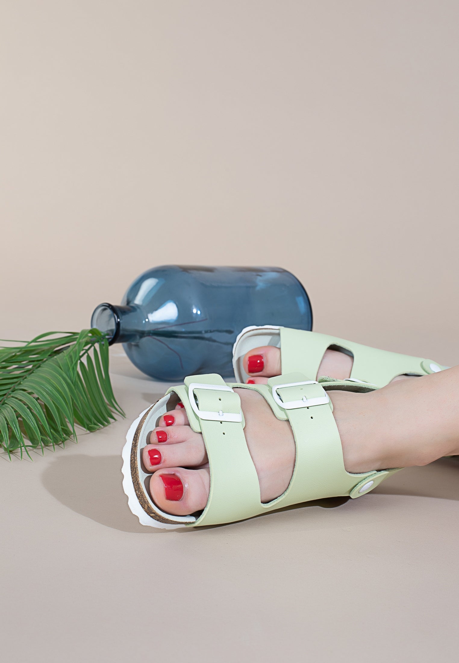 Achille Pistachio Multi-Strap Sandals