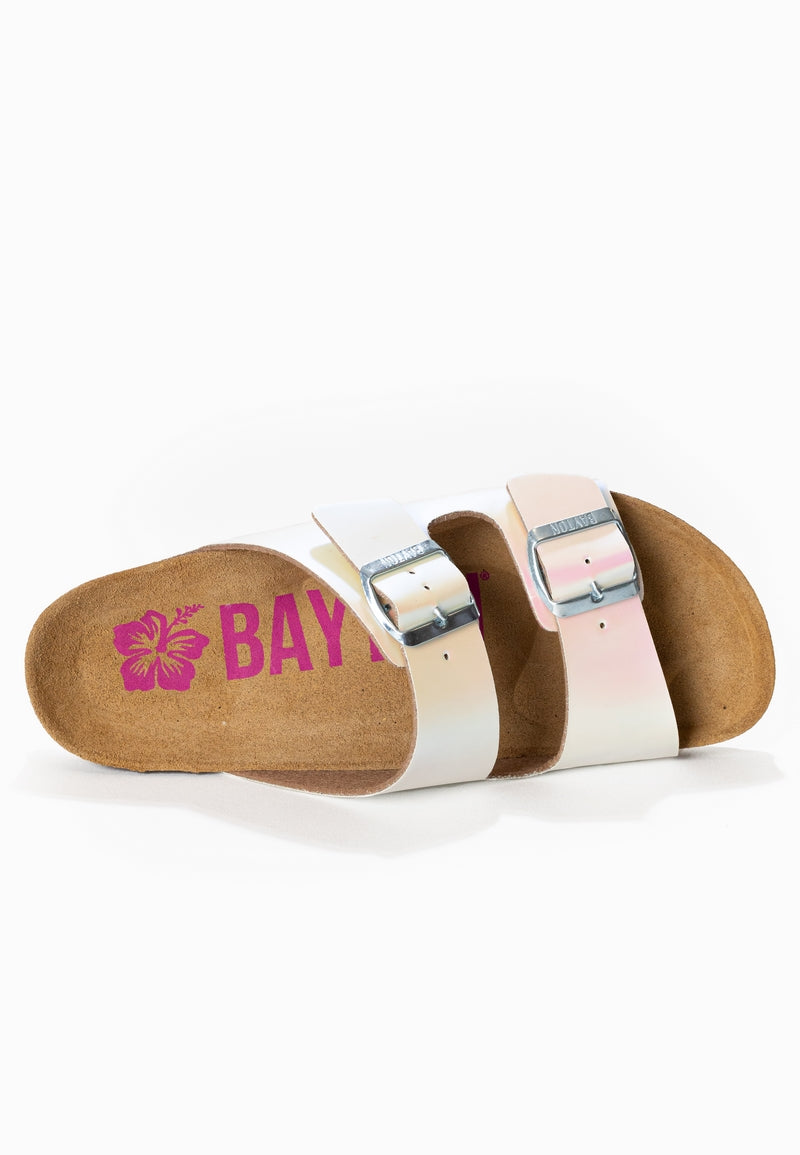 Atlas White Holographic 2 Strap Sandals