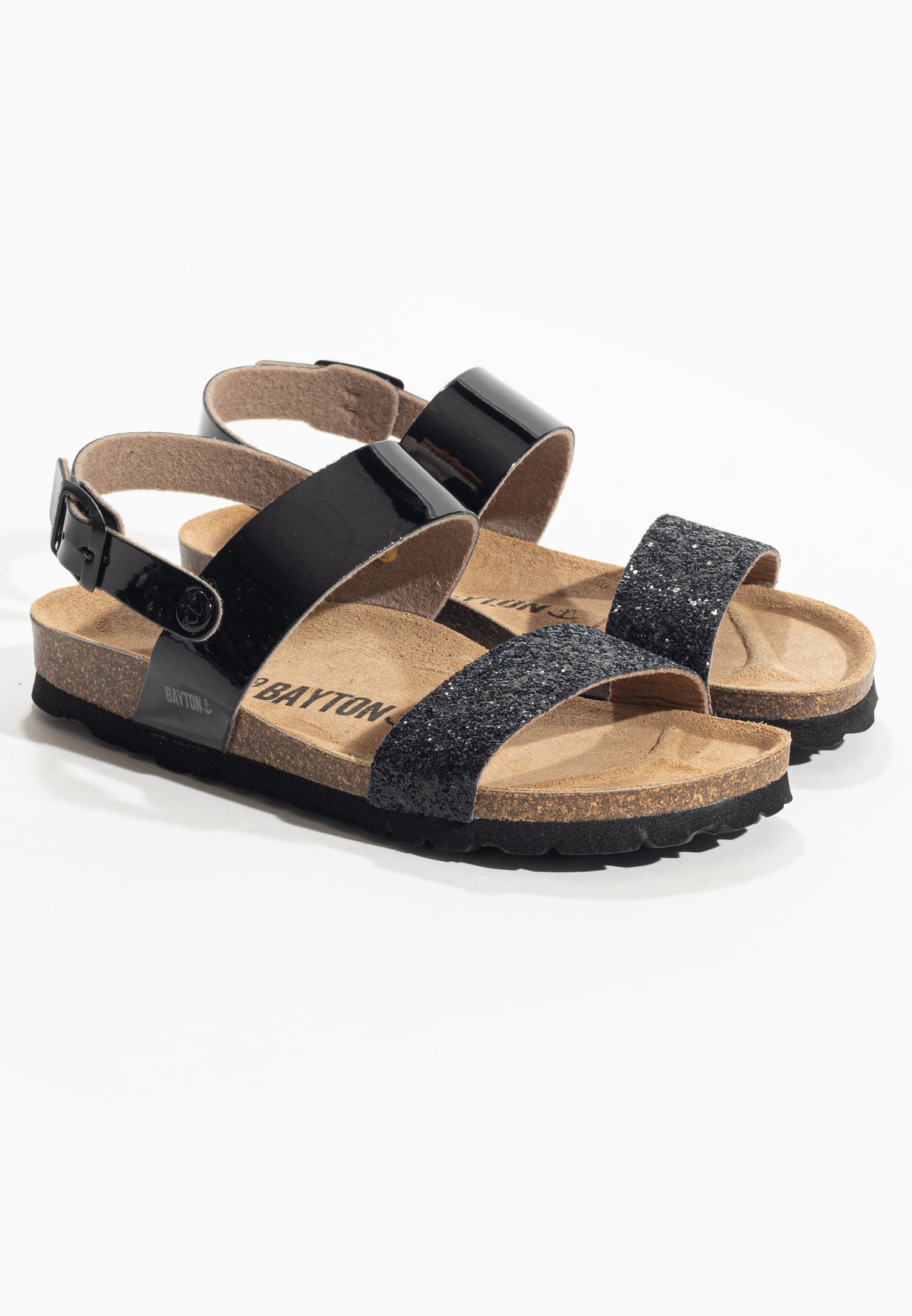 Abyss Black and Glitter Multi-Strap Sandals