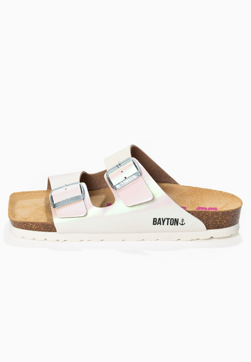 Atlas White Holographic 2 Strap Sandals