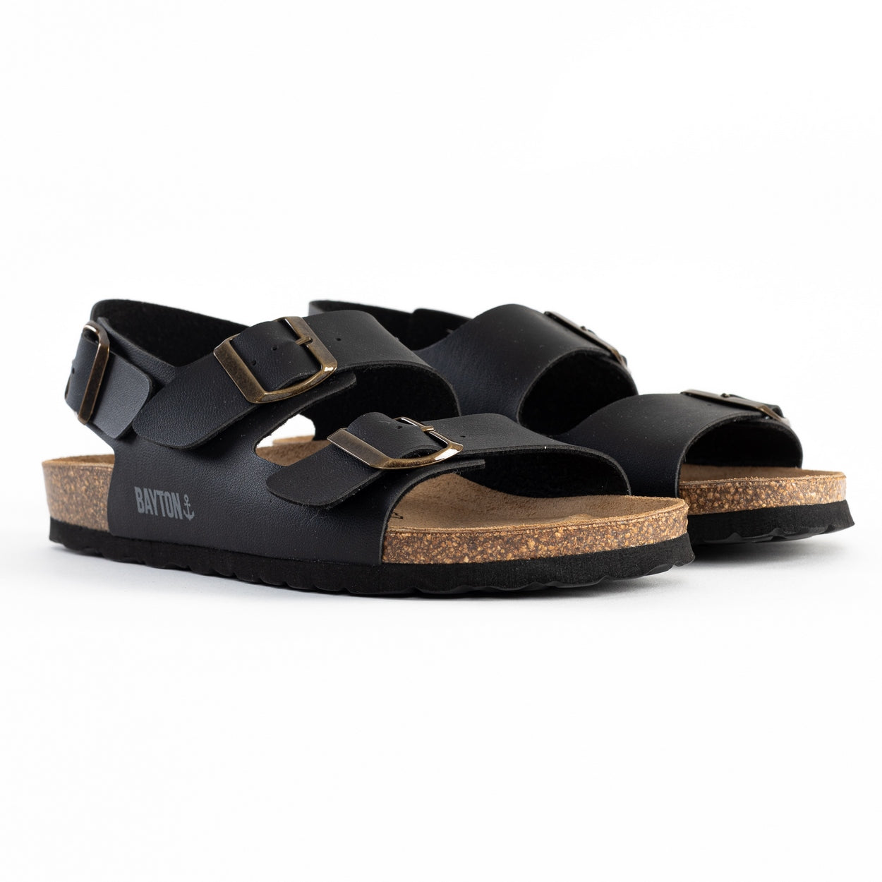 Achilles Black Multi-Strap Sandals