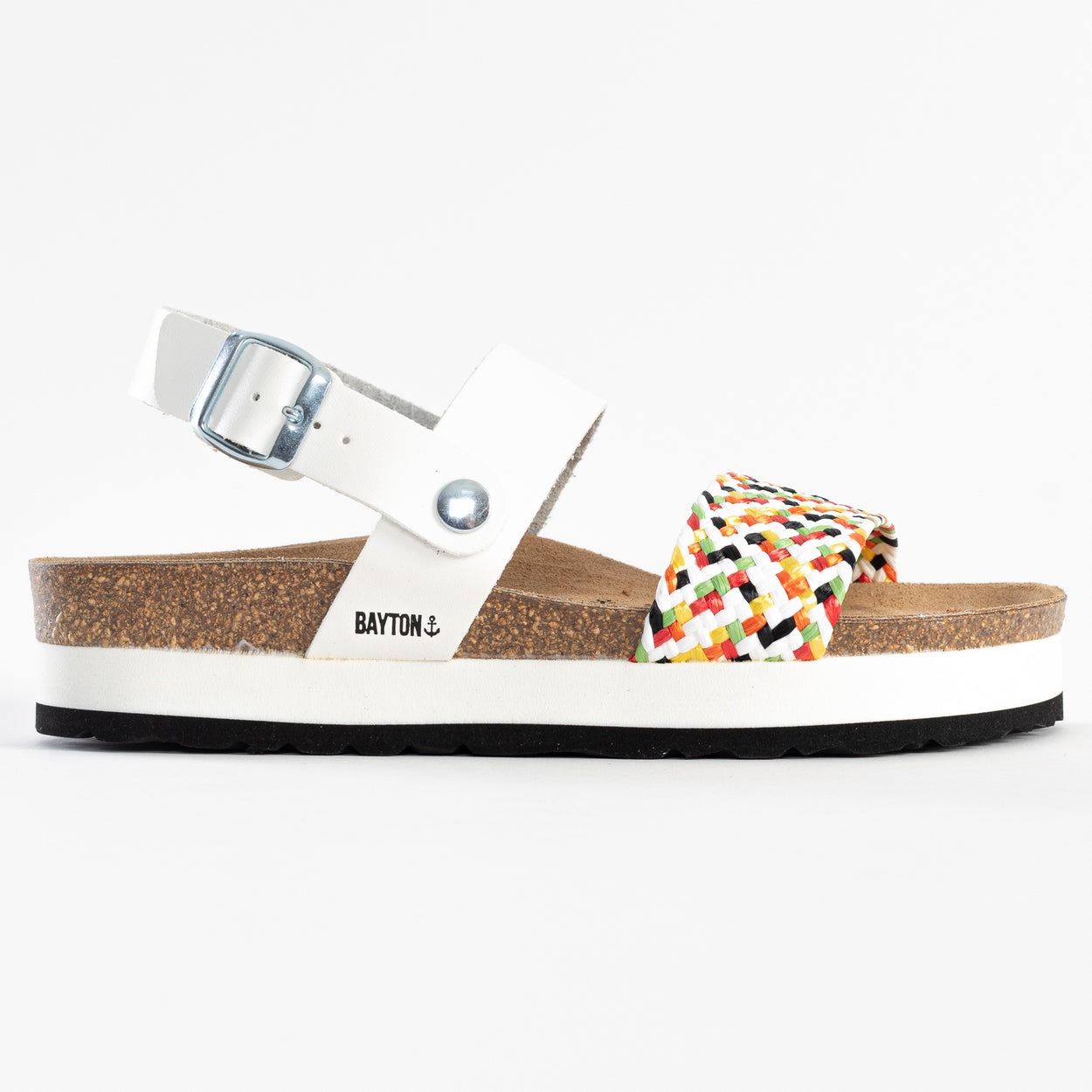 Almeria White and Multicolor Platform Sandals