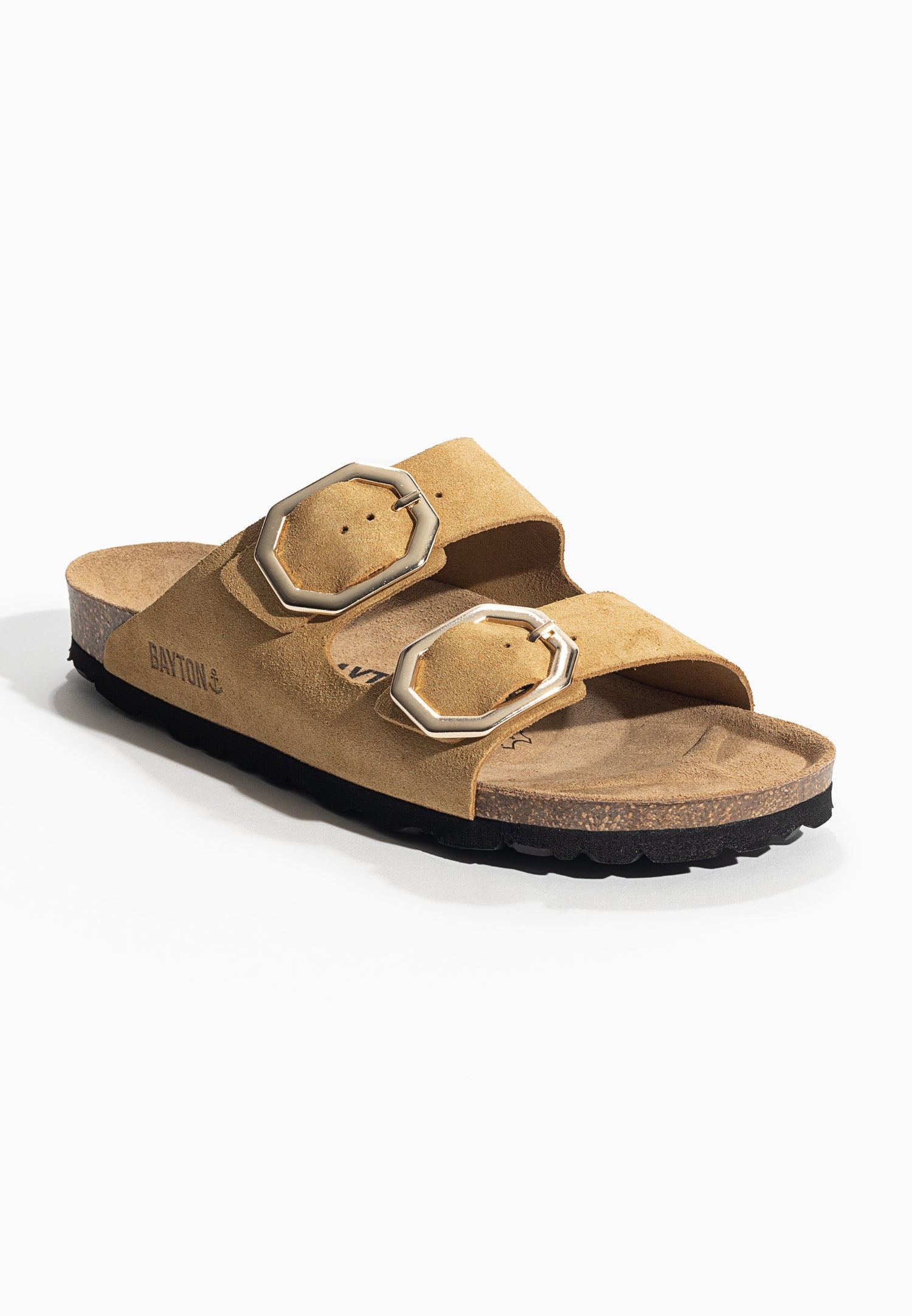 Atlas Camel Suede Leather 2 Strap Sandals