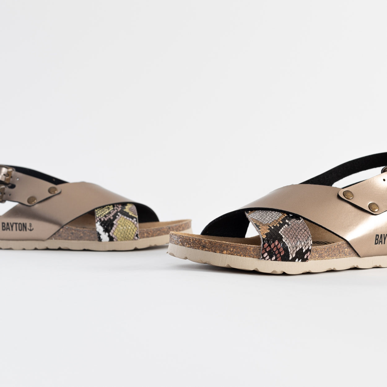 Ronda Beige Python Wedge and Semi-Wedge Sandals