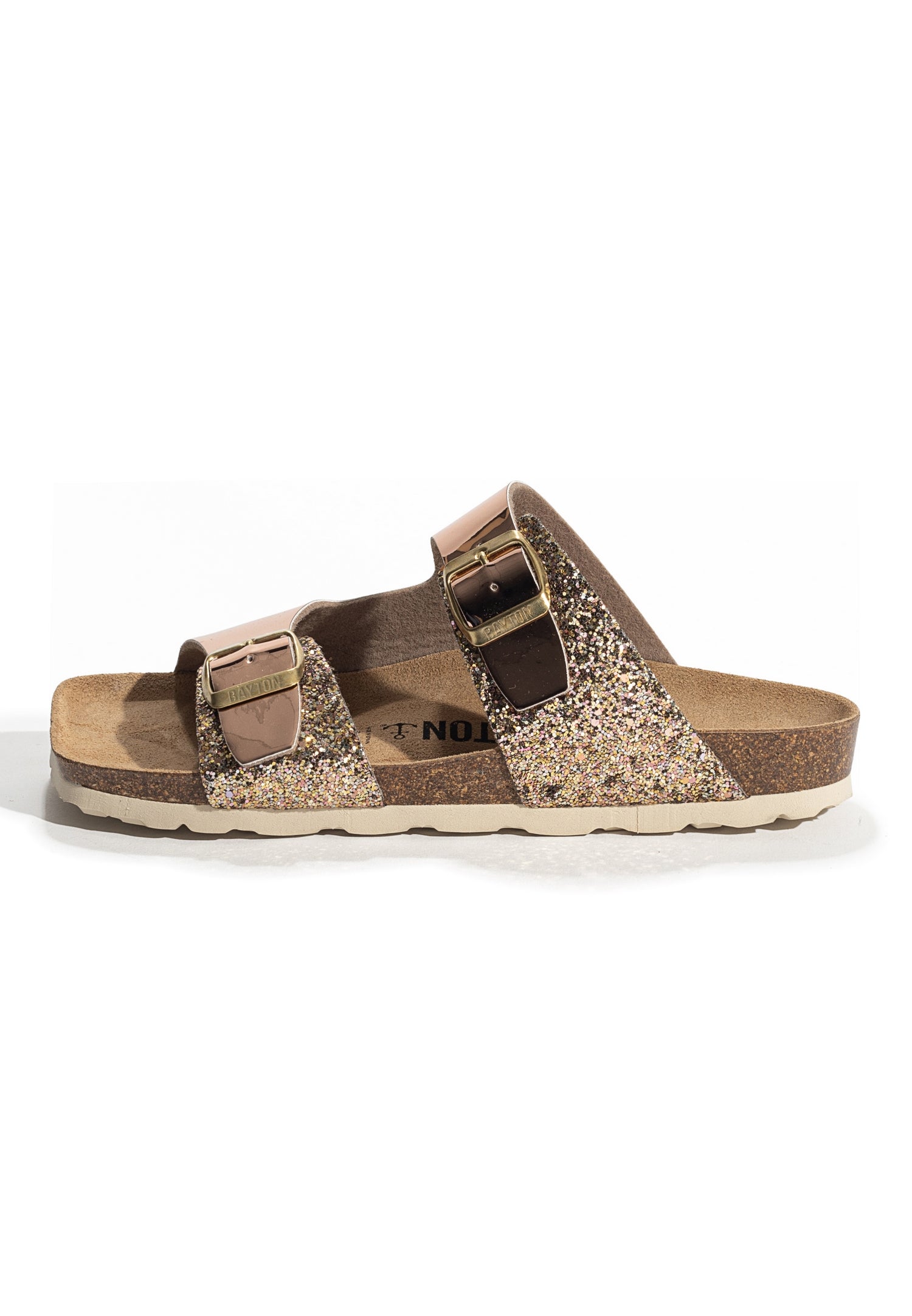 Ilithyie Rose gold and glitter 2-strap sandals