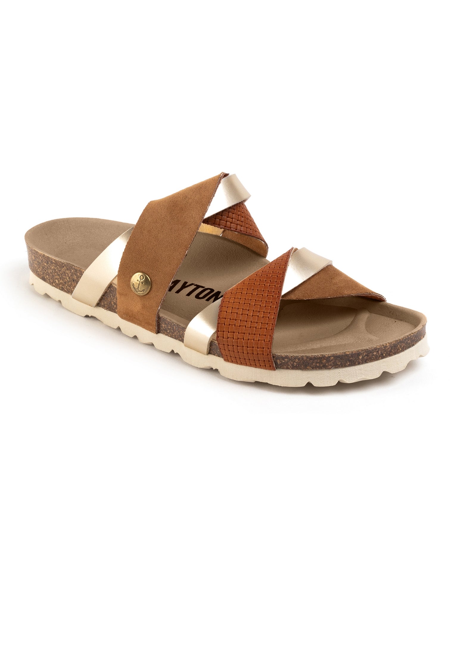 Sandales 2 Brides Biarritz Tan Et Marron