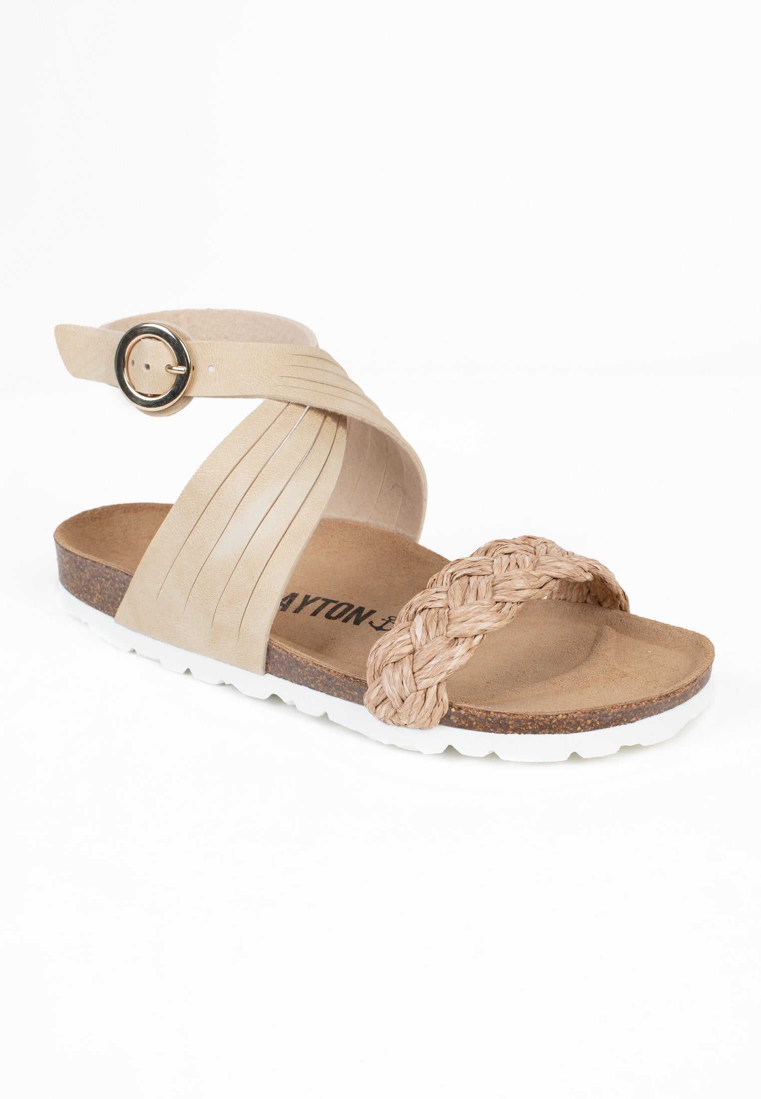 Garrigue Beige and Gold Multi-Strap Sandals