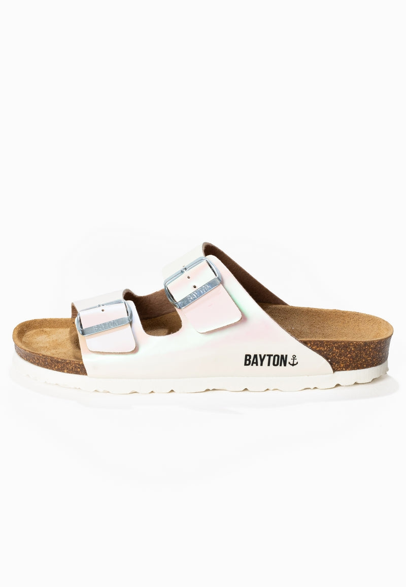 Atlas White Holographic 2 Strap Sandals