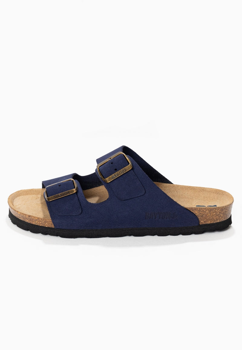 Atlas Navy Blue Suede Leather 2 Strap Sandals