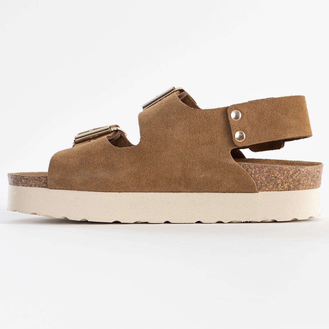 Rosa Camel Platform Sandals in Suede Leather