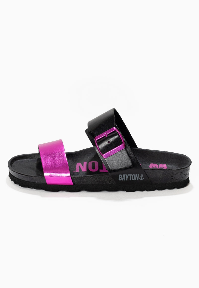 Black and Fuschia Valence 2 Strap Sandals