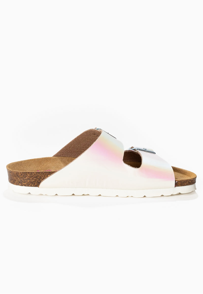 Atlas White Holographic 2 Strap Sandals