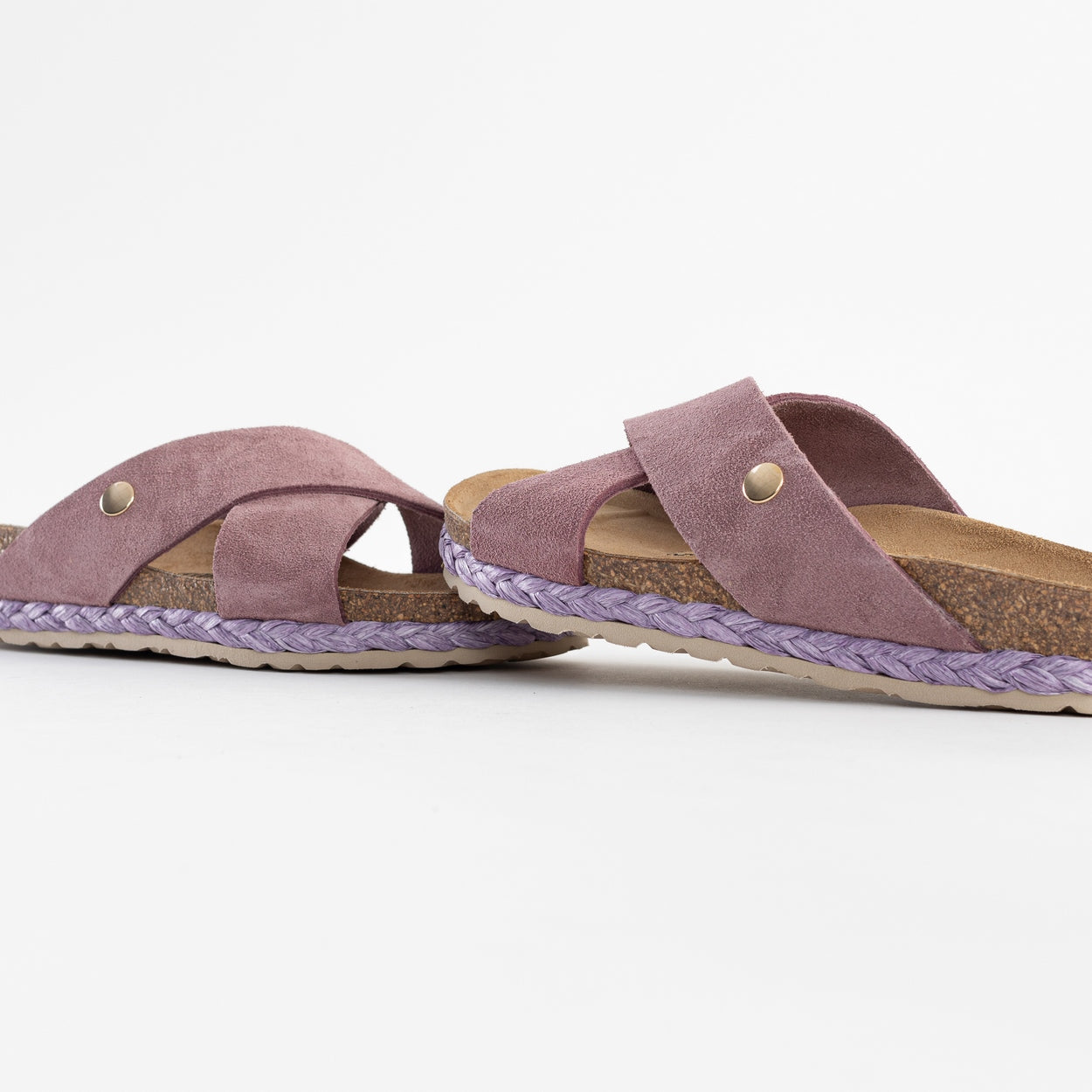 Burgos Old Pink Suede Leather 2 Strap Sandals