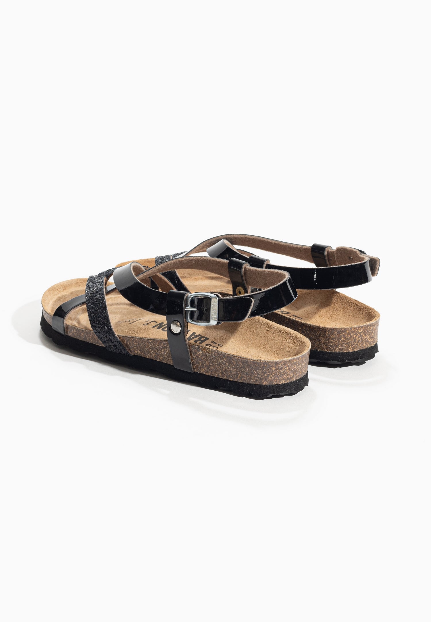 Alambra Black and Glitter Multi-Strap Sandals