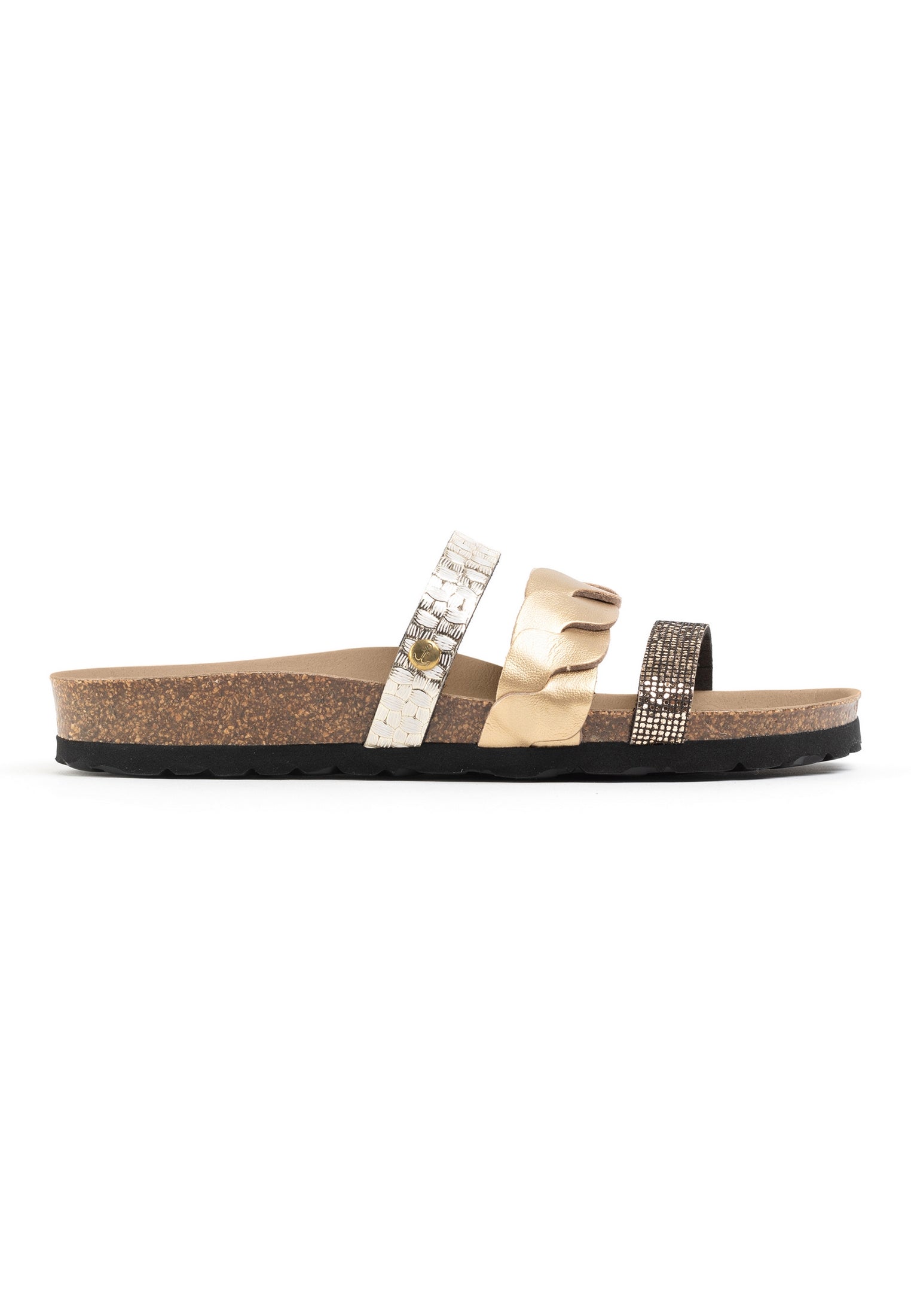 Multi-Strap Gold Coral Sandals