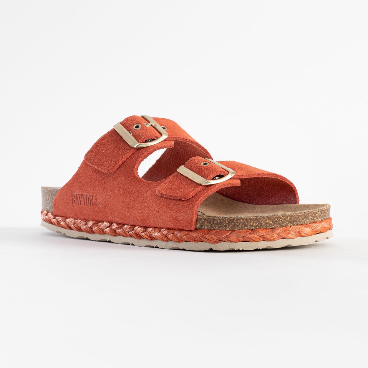 Atlas Coral Suede Leather 2 Strap Sandals