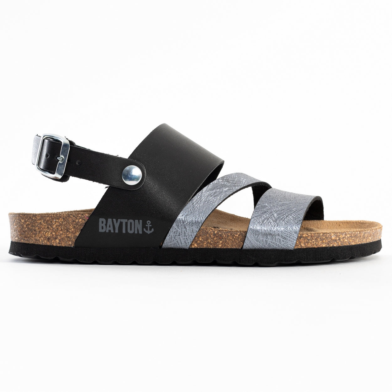 Vitoria Black and Pewter Multi-Strap Sandals