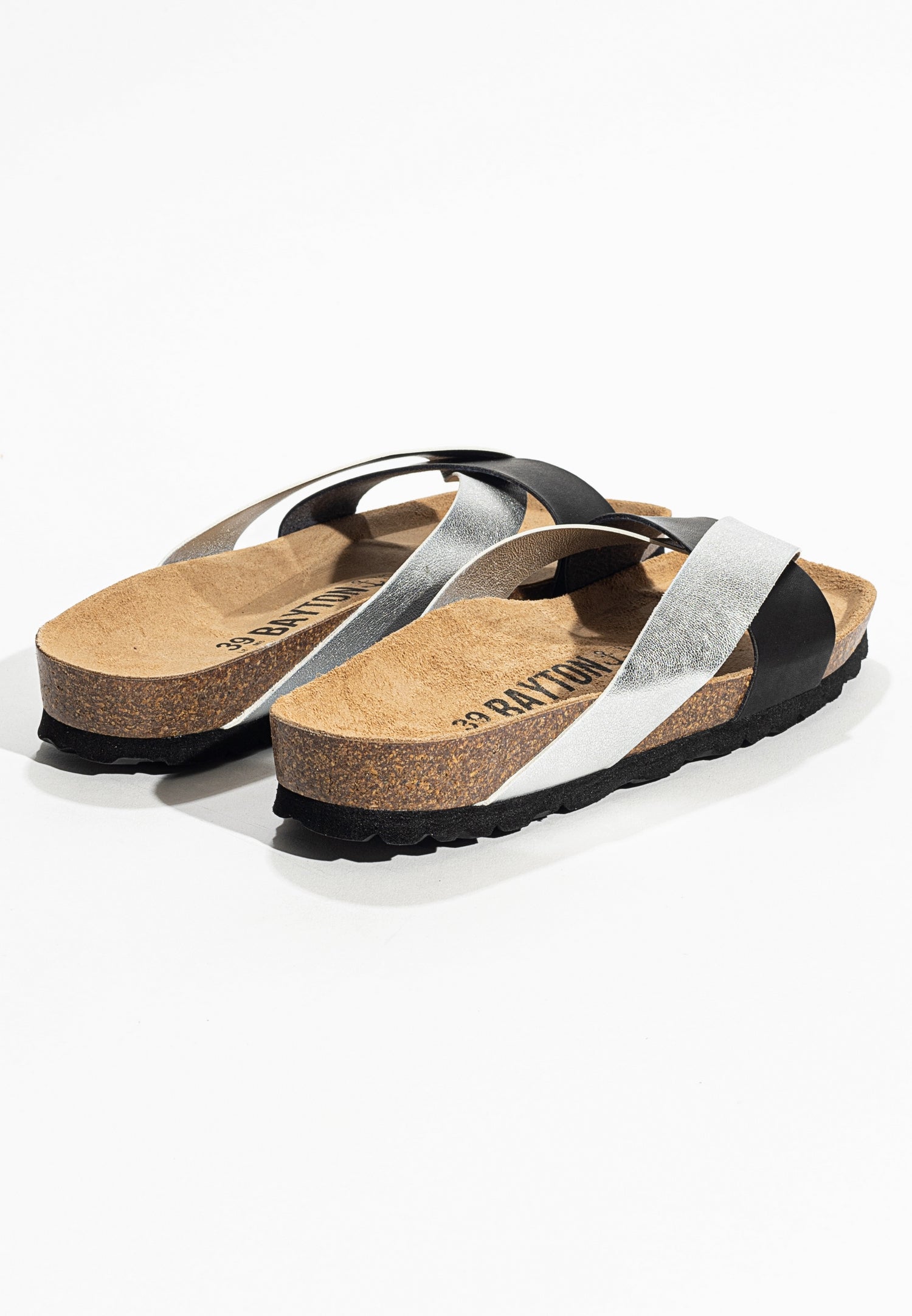 Mildura Black and Silver 2 Strap Sandals