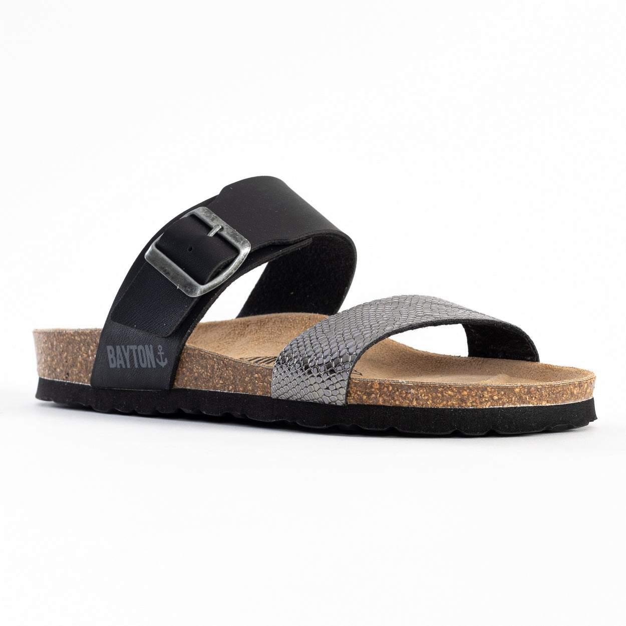 Valence Anthracite and Black 2 Strap Sandals