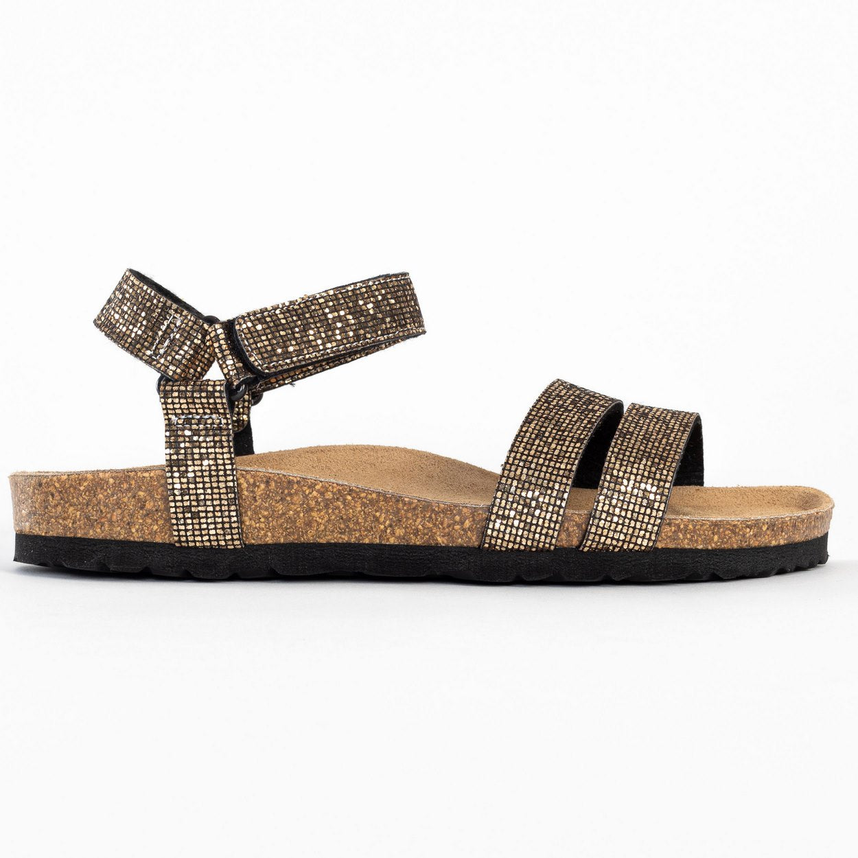 Elvas Black Multi-Strap Sandals