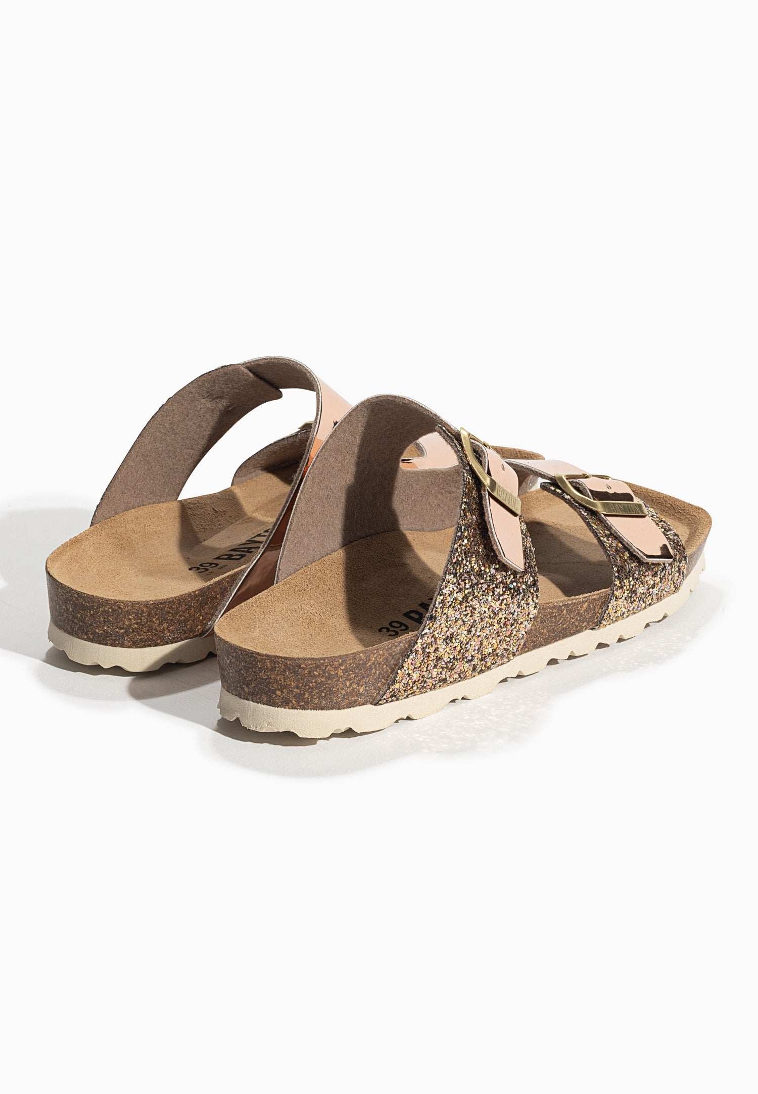 Ilithyie Rose gold and glitter 2-strap sandals