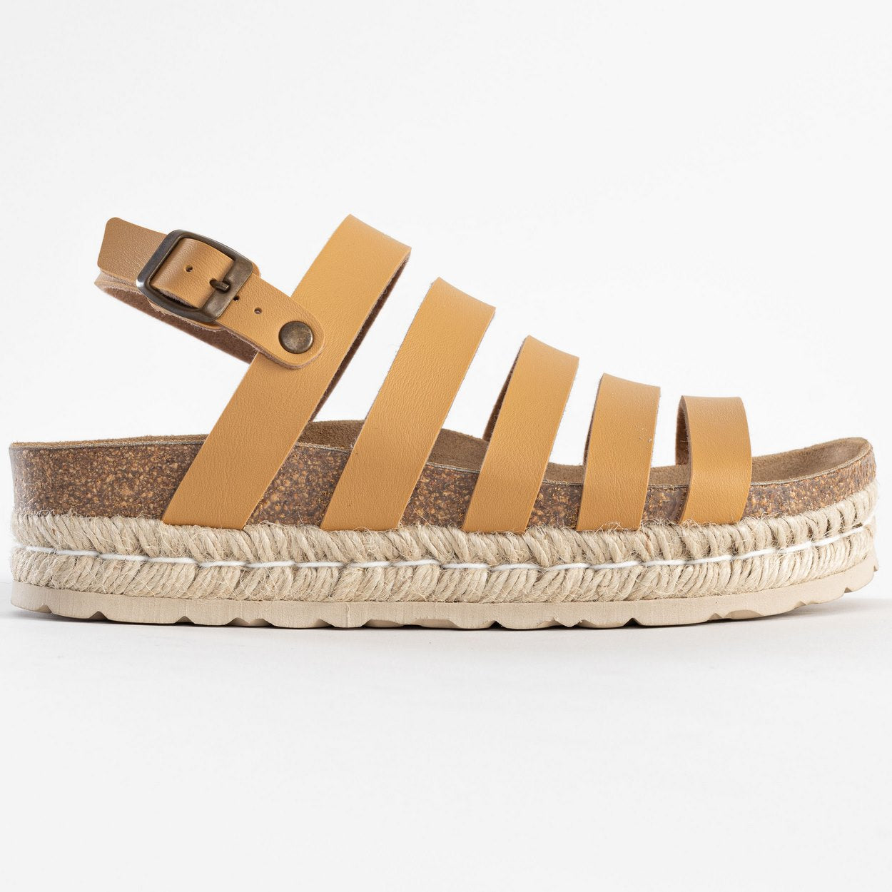 Umbria Camel Multi-Strap Platform Sandals