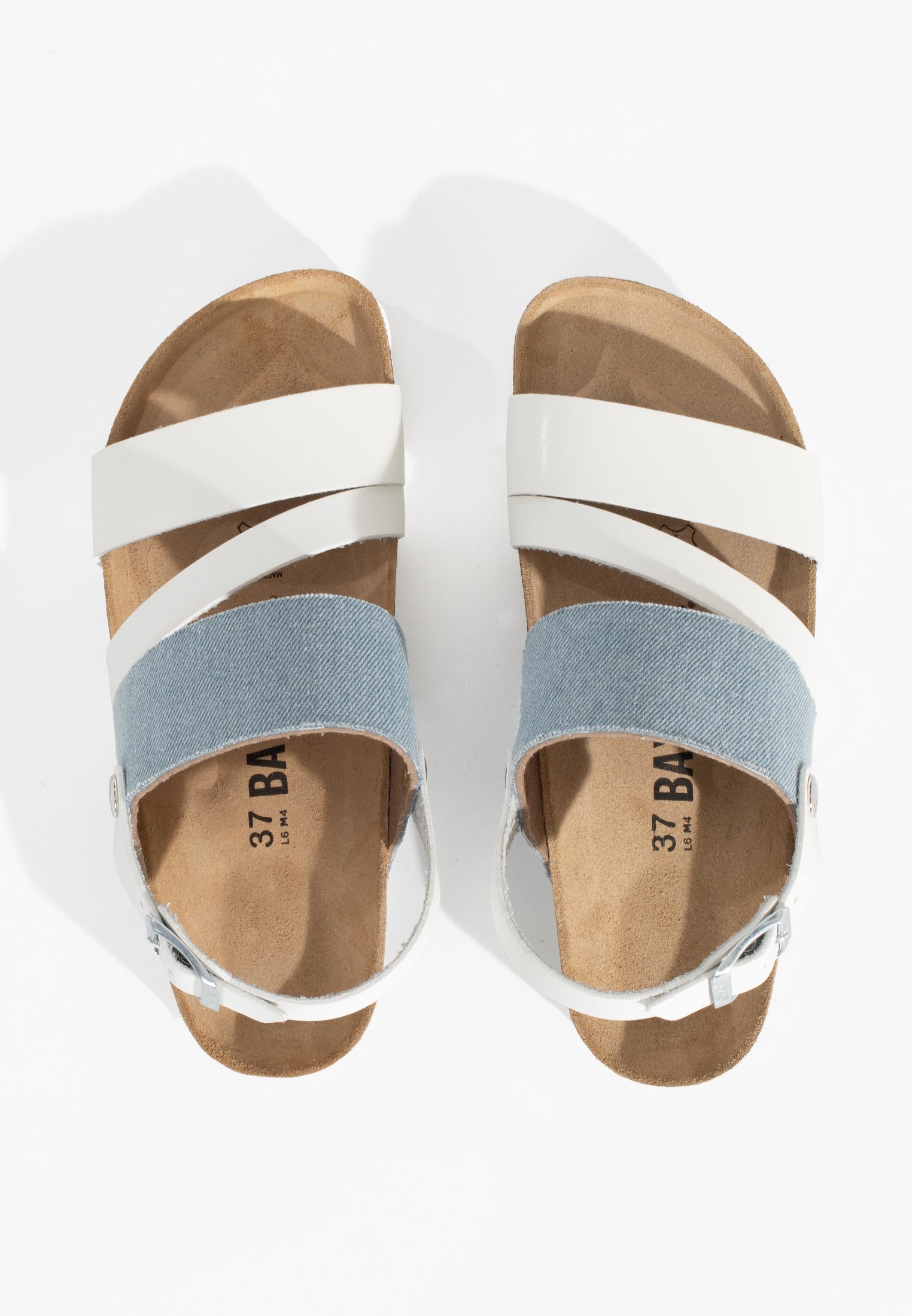 Sandales Vitoria Blanc Et Bleu Ciel Denim Multi-Brides