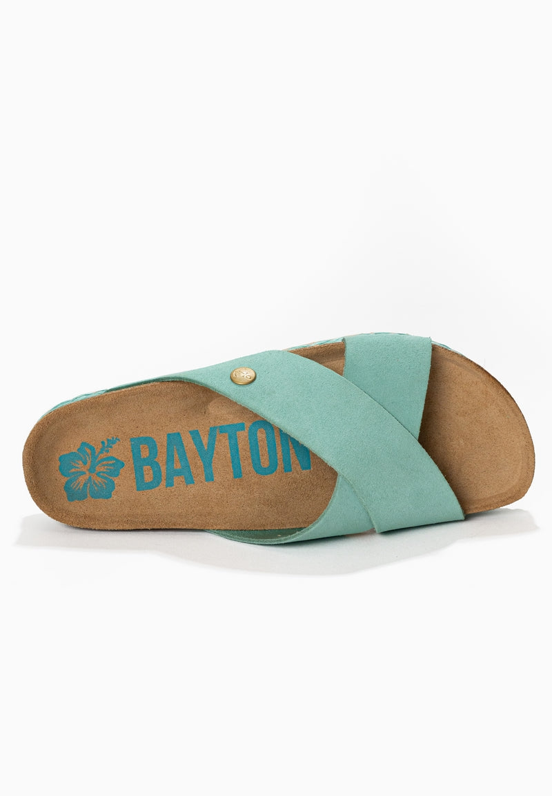 Burgos Turquoise Suede Leather 2 Strap Sandals