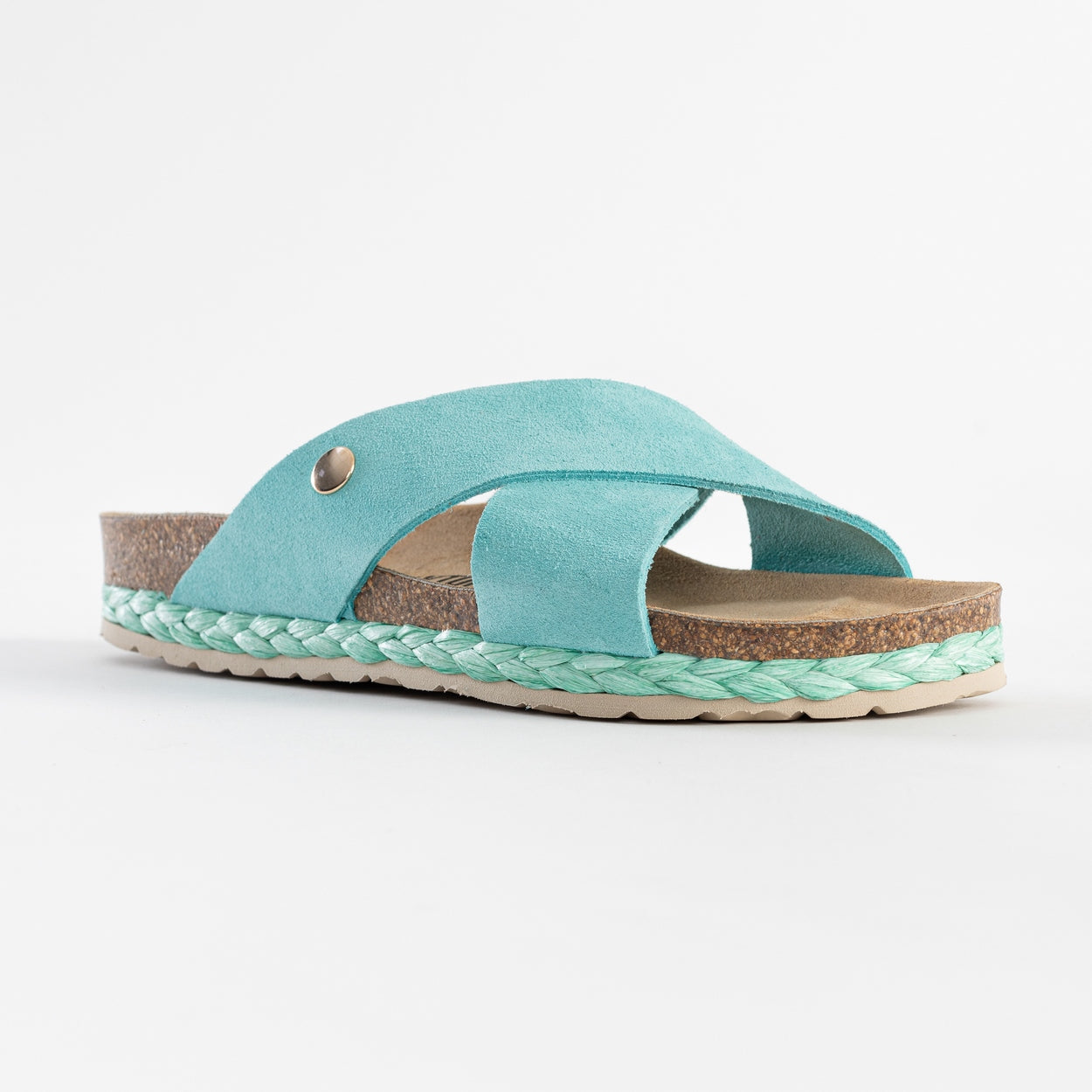 Burgos Sky Blue Suede Leather 2 Strap Sandals