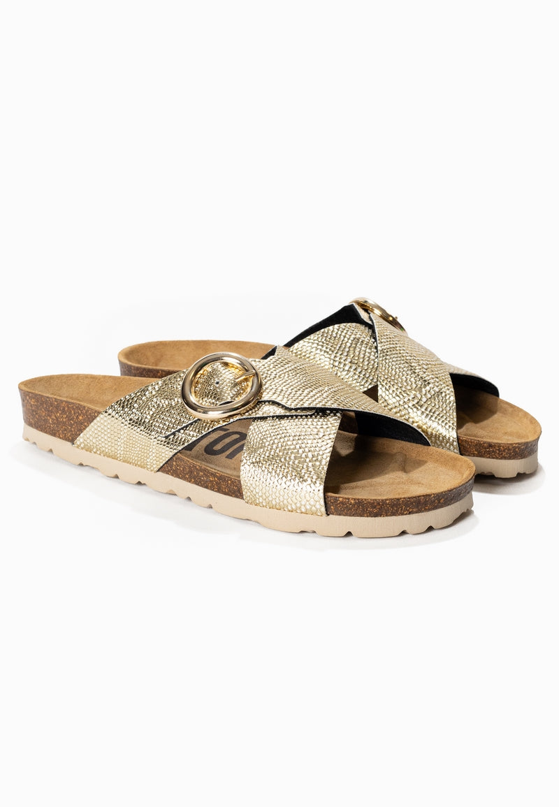 Dushan Gold 2 Strap Sandals