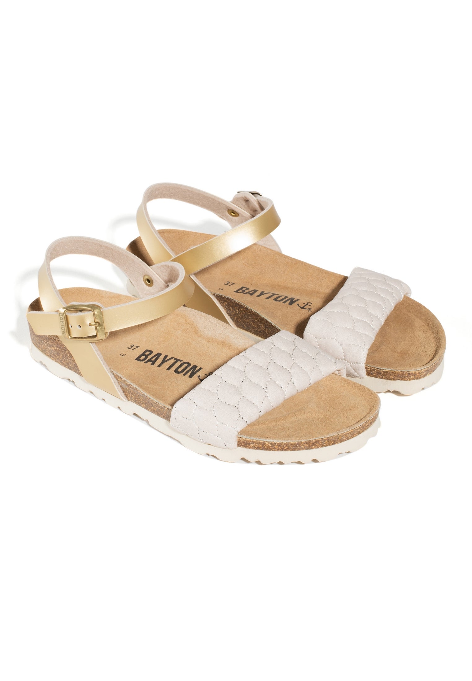 Mimosa Taupe and Gold Multi-Strap Sandals